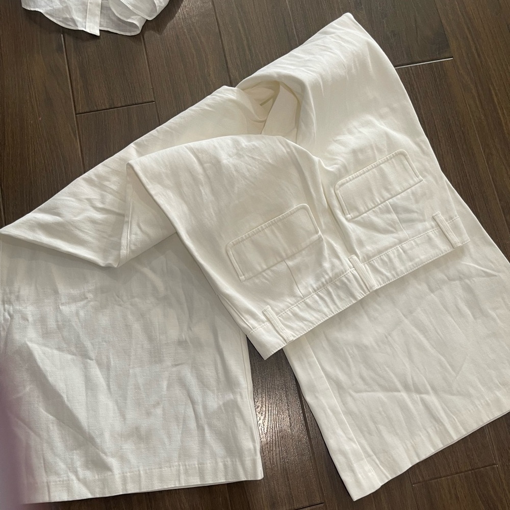 Zara wide leg, cream and linen raffle top - Picture 5 of 6